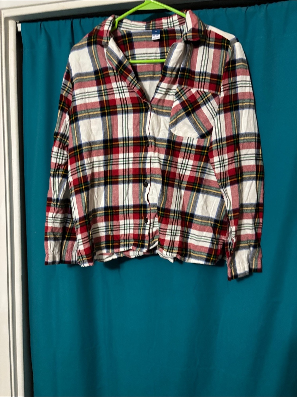 Old Navy Red White Plaid Button-Down Shirt